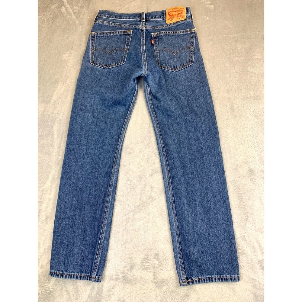Levi's 505 Regular Fit Jeans Mens 30x30 Blue Medium Wash‎ Straight Leg Cotton - Picture 3 of 9